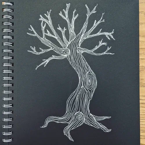 I love white gel pen on black paper #sketchbook #tree #artistsoninstagram #gelpens #ink