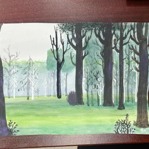 Tried to mimic the sleeping beauty backgrounds by Eyvind Earle #painting  #sleepingbeauty #eyvindearle