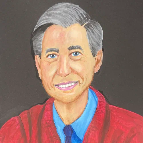 A portrait of a man I very much admire acrylic on black paper. #mrrodgers #fredrogers #mrrogersneighborhood #portrait #acrylicpainting #painting #portraitpaintings