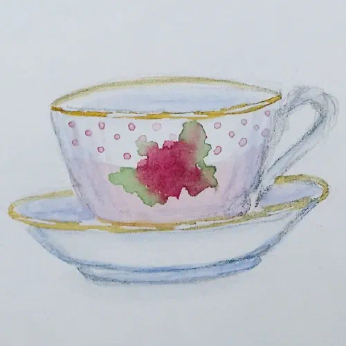 Very tiny teacup watercolor âð¹#sketchbook #watercolor #tea #teacup