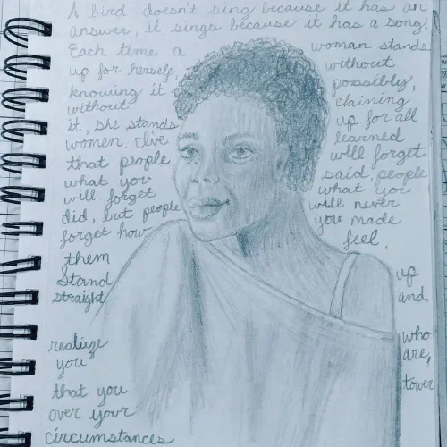 Listening to Maya Angelou today #sketchbook #mayaangelou