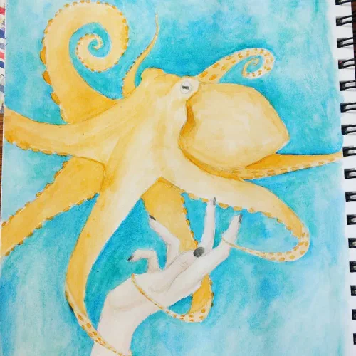 Why do I make good art on bad days? #sketchbook #octopus #watercolor