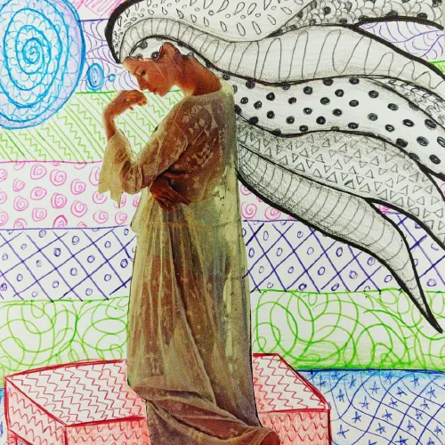 Zentangle collage demo for my art class #sketchbook #zentangle #collage