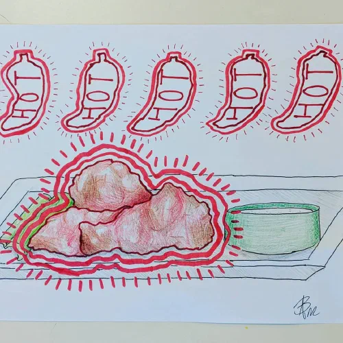 Hot hot hot!!! #hotwings #coloredpencil #marker #drawing