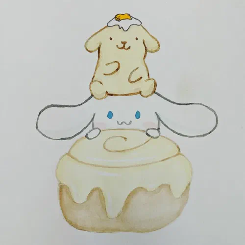 Best sanrio characters #watercolor #sanrio #pompompurin #cinnamonroll #gudetama