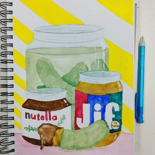 Weird food combo maybe a series ð¤¢ #weirdfoodcombinations #weirdfood #watercolor  #sketchbook