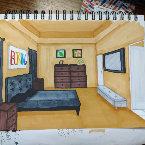 Class example for one point perspective #onepointperspectivedrawing #onepointperspective #drawing #marker